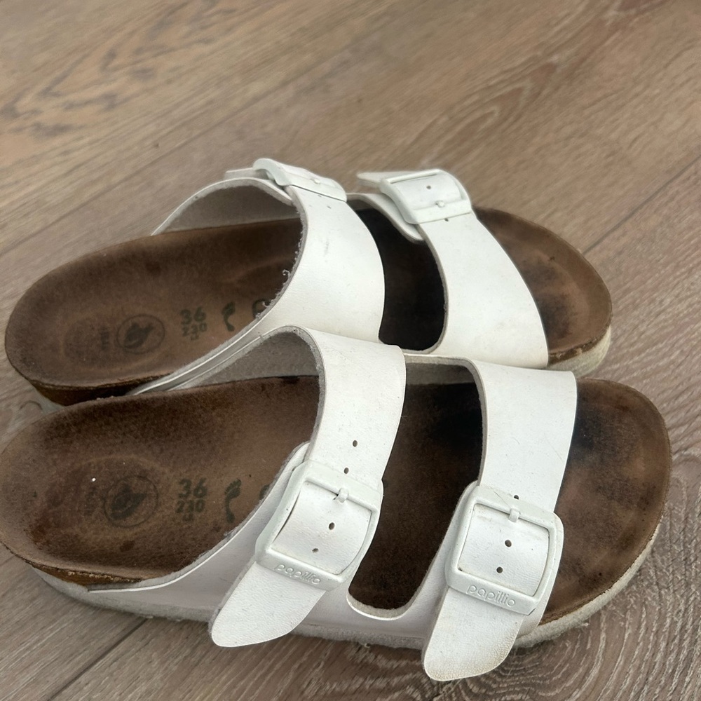 Papillio by Birkenstock white platform Double Strap Sandals size 36 or 5 - Picture 2 of 8